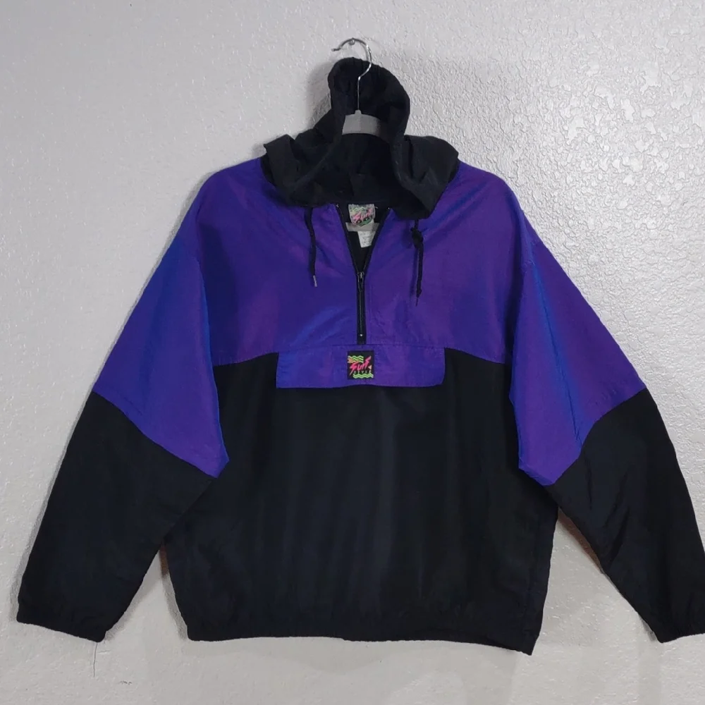 Vintage Surf Style, Purple and Black Windbreaker Jacket - Picture 1 of 17
